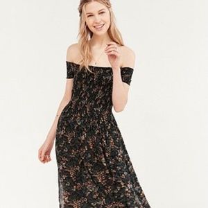 Urban Outfitters floral off shoulder slit dress